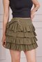 Khaki Skirt with Belt Detail and Layered Shorts - 2