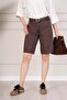 High Waist Relaxed Fit Coffee Jean Shorts - 3