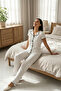 Bow Detail Soft Short Sleeve Pajama Set Black Heart - 4