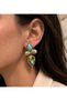 Vintage Turquoise Stone Detailed Gold Earrings with Pearl Accessories (Tarnish-Free, Allergy-Free 316 Steel) - 2