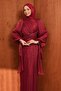 Burgundy Chiffon Evening Dress with Front Detailing - 2