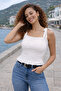 Daily Gipeli Elastic Tie Detailed Square Neck White Strap Women's Blouse - 6