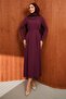 Plum Collar Laced Belted Dress - 3