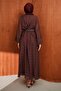 Burgundy Shawl Plaid Patterned Dress - 5