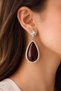 Brown Drop Stone Sparkling Earrings Gold Color Non-Tarnish Plated Stylish Big Earrings - 4