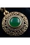 Bronze Earrings Authentic Jewelry Green Emerald Crystal Stone Round Spiral Round Model Vintage Women's Earrings - 2