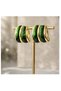 Xuping Vintage Green Resin Stone Gold Steel Hoop Earrings - Vip Non-Tarnish Antiallergic Luxury Women's Earrings - 6