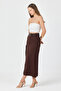 Women's Black Long Skirt with Slits and Lace Details - 4
