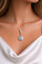 Steel Silver Color Zircon Stone Evil Eye Bead Model Women's Necklace - 2