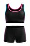 Girl's Black-Pink Bustier Swimsuit with Shorts Bikini Set