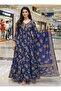 Women Floral Printed with embroidered Alia Cut Anarkali Dress with Dupatta, Premium Mal Mal Cotton - 2