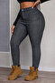 Plus Size High Waist Lycra Gray Pants - 5