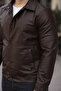 MEN'S ZIPPERED SLIM FIT LEATHER JACKET - 2