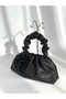 Black Faux Leather Rose Portfolio Evening Dress Clutch Bag
