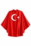 Turkish Flag Moon Star Printed Satin Children's Cape 7-12 Years Old 100X145 cm School Performance Costume - 3