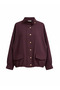 Buttoned Gold Tensel Set - Hijab Suit with Skirt - Burgundy - 8