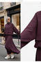 Buttoned Gold Tensel Set - Hijab Suit with Skirt - Burgundy - 3