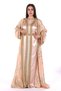 Moroccan embroidered satin kaftan dress with a waist belt
