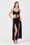 Women's Woven Slit Maxi Beach High Waist Blouse-Pants Set - 4