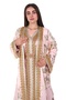 Moroccan embroidered satin kaftan dress with a waist belt - 3