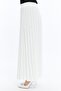 White Pleated Women's Long Crepe Skirt with Elastic Waist Pleated - 3