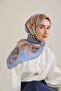Twill Silk Scarf Shawl Pattern Sky Blue 90X90 - 3