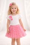 Girl's Floral Short Sleeve Top and Skirt Set Fuchsia