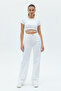 Nova Women's High Waist White Loose Jeans Wide Leg Palazzo Denim Pants - 2