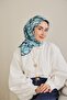 وشاح حرير تويل بنمط تجريدي أزرق فاتح 90x90 - 5