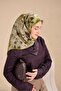 وشاح حرير تويلي فلورال دريم أخضر فضي 90x90 - 3