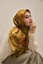 وشاح حرير تويل بنمط فني كاكي 90x90 - 3
