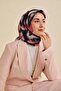 Twill Silk Scarf Abstract Floral Pattern Black 90X90 - 3