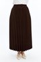 Brown Pleated Women's Long Crepe Skirt with Elastic Waist Pleated - 3