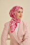 Twill Silk Scarf Abstract Pattern Pink 90X90 - 3