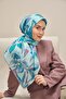 وشاح حرير تويلي بلون أزرق زجاجي 90x90 - 3