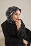 وشاح حرير تويل بنمط تجريدي أسود 90x90 - 3