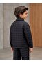 Boy's Black Quilted Patterned Seasonal Jacket Top and Bottom Set - 2