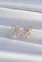 Mey imports ®   Rice gold color zircon stone bow earrings - 2