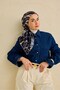 Twill Silk Scarf Abstract Pattern Midnight Blue 90X90
