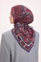 Viscose Velora Scarf Four Seasons Antique Motif Pattern Magenta 90X90 - 4