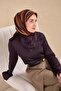 وشاح حرير تويلي مخطط بخطوط منحنية 90x90