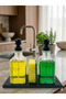 Modern Liquid Soap Dispenser Set of 2 with Metal Stand, Glass Square Soap Dispenser and Sponge Holder 500ml Bathroom and Kitchen - 6