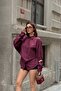Women's Burgundy Oversize Modal Shirt – Minimal Elegance Mlb178 - 3
