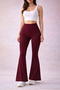 Voguefit Women's Comfort Spanish Leg High Waist Gathering Leggings Pants - Burgundy - 2
