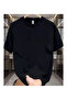 Unisex Women/Men Oversized Printed Cotton Crew Neck Short Sleeve BLACK T-shirt - 2