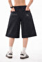 Wide Leg Spider Patterned Black Denim Shorts - 2