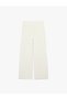 Wide Leg Palazzo Trousers with Pile Detail and Pockets - 5