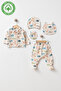 Gots Certified Fabric 100% Cotton Muslin 5-Piece Baby Boy Hospital Discharge Set Gift