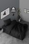 Ranforce Single Duvet Cover Set with Elastic Sheets Simple Black
