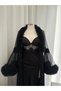 Lena Black Tulle Long Satin Nightgown with Long Dressing Gown Double Special Bridal Set (Boxed) - 2